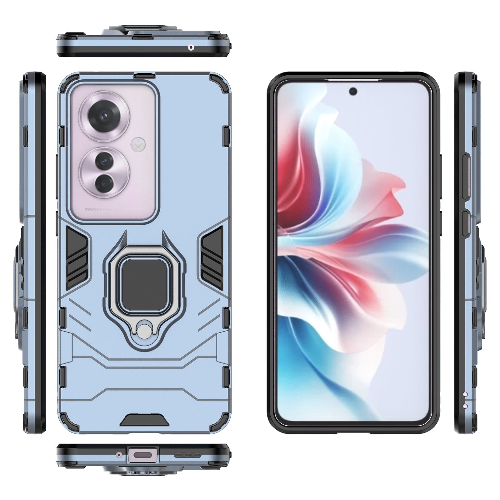 For Oppo Reno11 F 5G Case PC+TPU Dual Layer Hybrid Phone Cover with Ring Holder For Oppo Reno11 F 5G Case PC+TPU Dual Layer Hybrid Phone Cover with Ring Holder